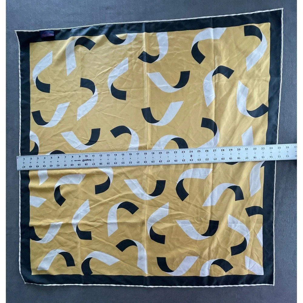Anna Lucci Gold Black Abstract Square Scarf Geometric Bold Artsy Lagenlook Shawl